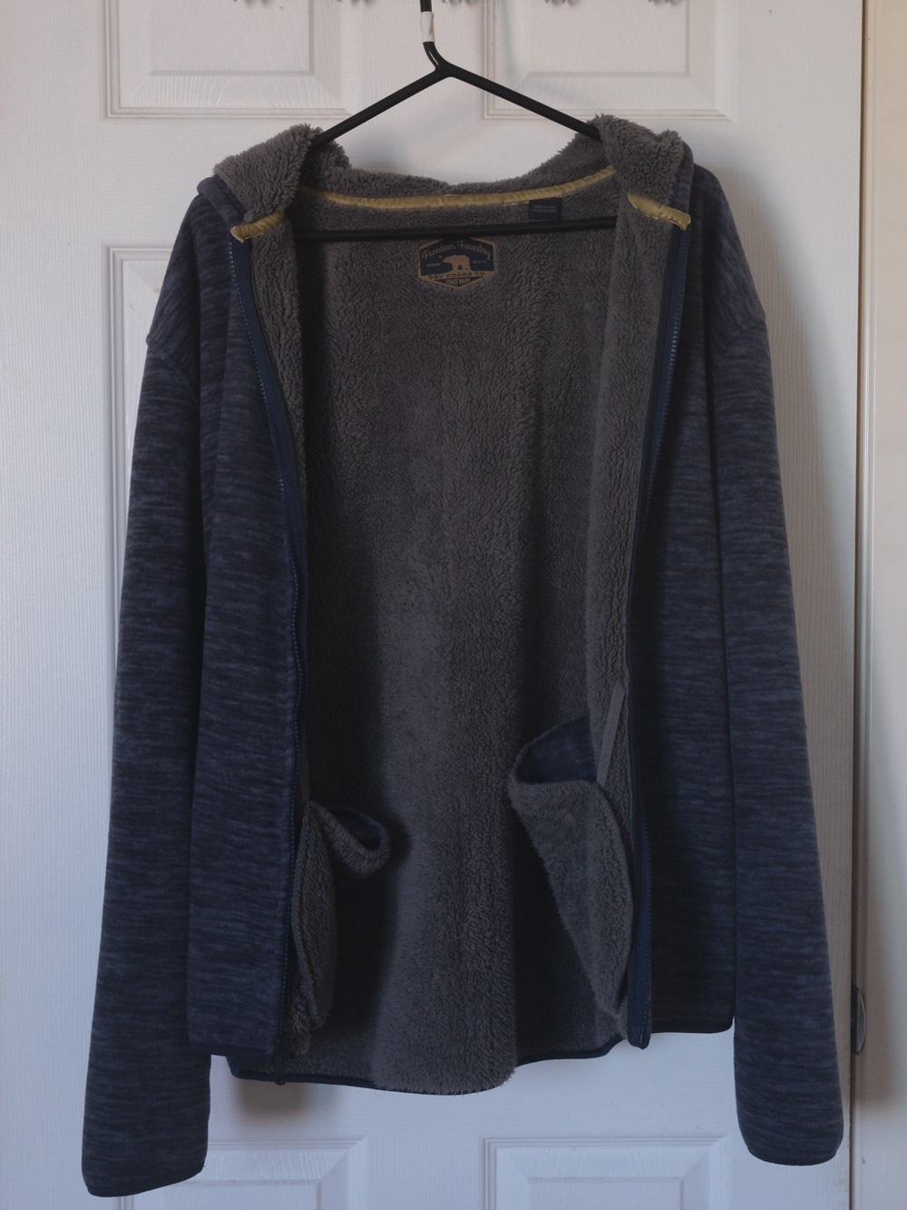 Freedom Foundry Men's Full Zip Hooded Fleece Hoodie Blue/Gray‎ Size L